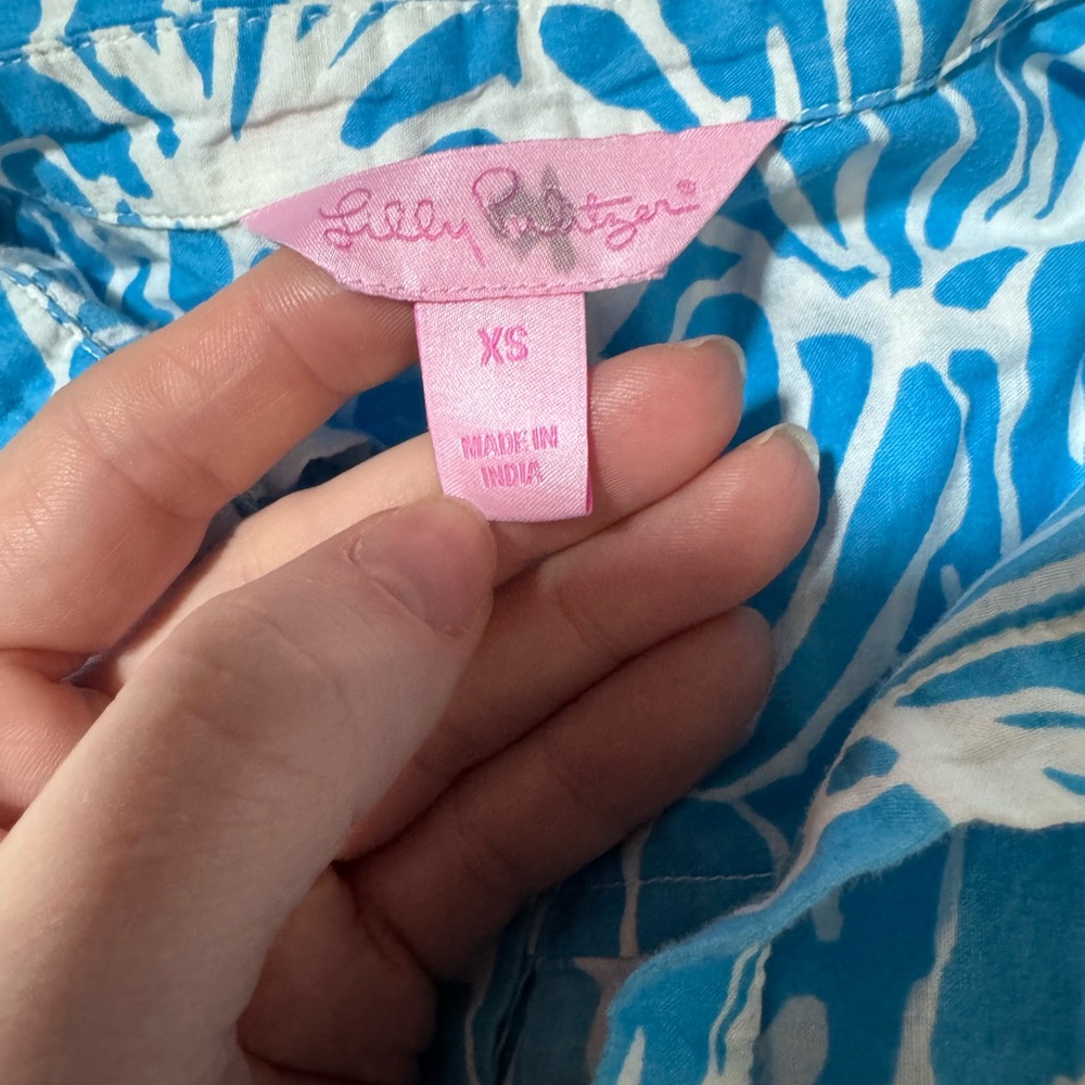 Lilly Pultizer Captiva Tunic Blue Green Size XS Seashell Shirt Dress Coverup - Picture 5 of 8